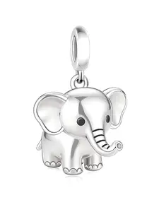 Cute Cartoon Elephant Charm Pendant, Silver Color Copper Chain, Animal Pattern, All Seasons, Perfect Gift for Friends, Daily Wear Jewelry