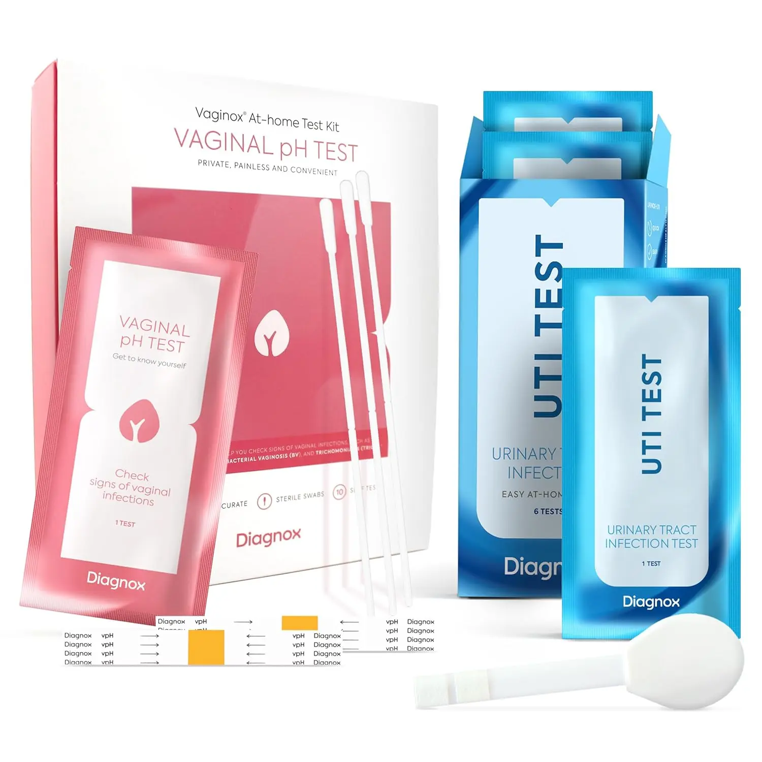 Woman Testing Kit Women Health Test Bundle - UTI Test Strips (6 Tests) and Feminine pH ...