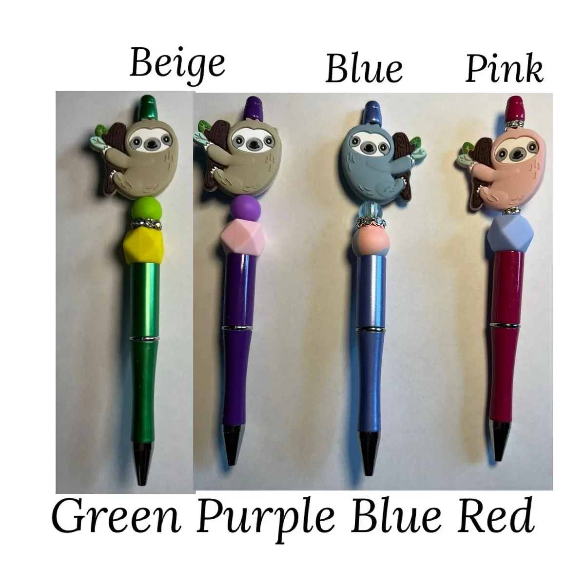 Colorful Sloth Silicone Beaded Pen You choose color