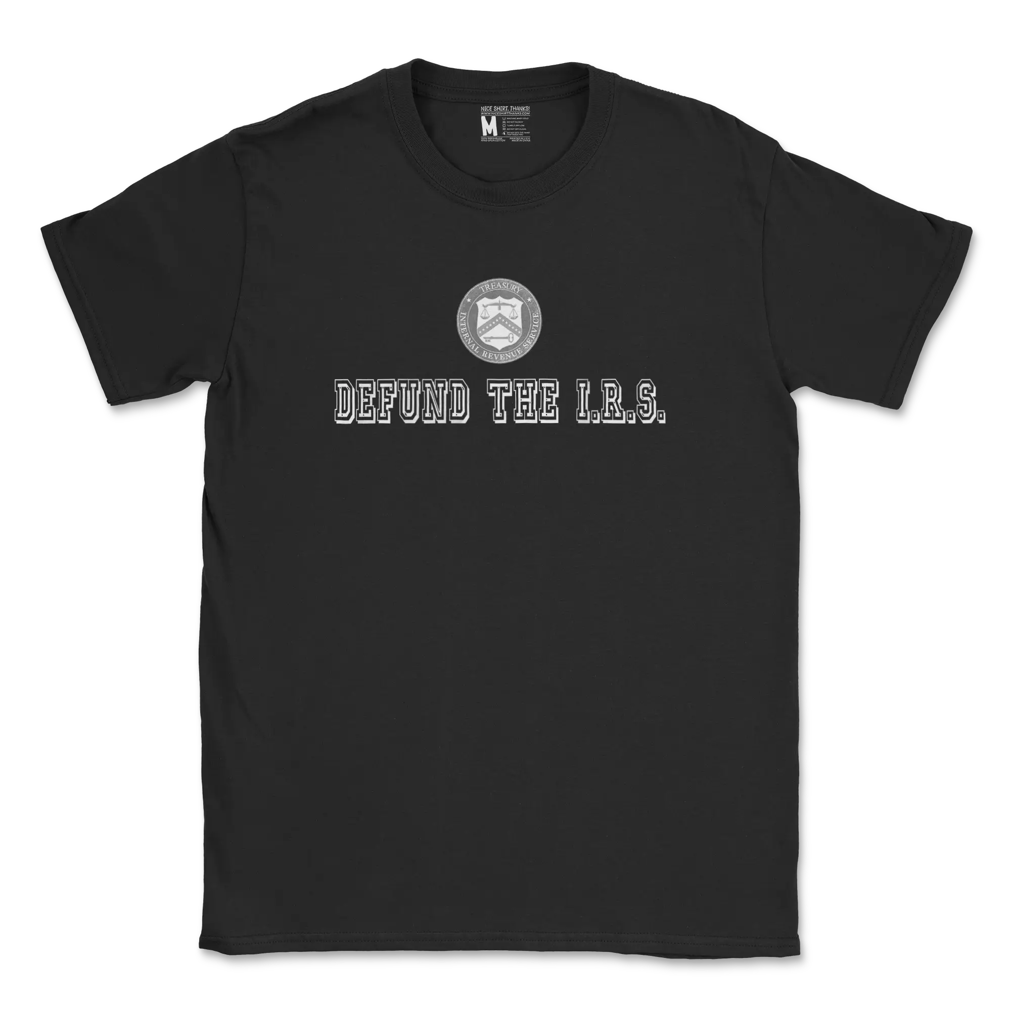 Defund The I.R.S. T-Shirt - Casual Crewneck Tee with Graphic Text, Short Sleeve, Suitable for Men, Ideal for Streetwear and Casual Wear