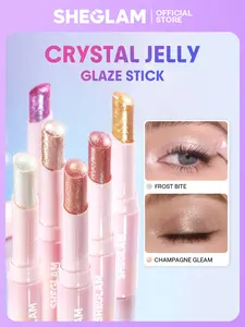 SHEGLAM Crystal Jelly Glaze Stick Hydrating Glossy Lip Balm Sheer Tinted Moisturizing Lip Stick Smooth Jelly Texture Long Lasting Shine Non Sticky Lip Care for Daily Makeup and Natural Look glitter stick eyeshadow
