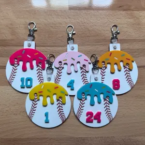 Personalized Ice Cream Drip bag tag, baseball mom, baseball player bag bag tag