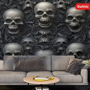 1pc Gothic Skull Wall Tapestry, 100% Polyester Peach Skin Velvet, Spooky Skeleton Design, Indoor Woven Decor for Living Room, Bedroom, Dorm, Halloween, Christmas - Landscape Themed, No Electricity Needed