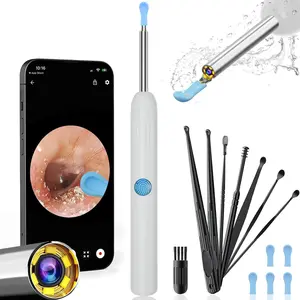 Portable Camera Earwax Removal Tool | 360 ° Wide Angle Endoscope+8 Cleaning Accessories | Type-C Fast Charging+Waterproof Design | Rechargeable Visual Ear Collector Set