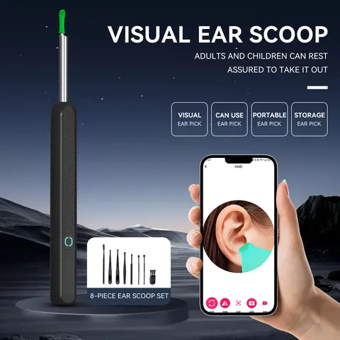 Gift Ear Pick with LED Light & Camera – Safe, Hygienic Ear Wax Removal Tool. 360° Rotation, High-Res Viewing, Waterproof Tip. Perfect for Home Use!