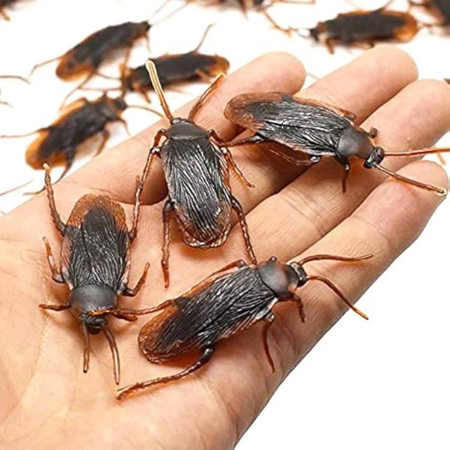 Prank Fake Roaches, Favorite Trick Joke Toys Look Real, Scary Insects Realistic Plastic Bugs, Novelty Cockroach for Party, Christmas, Halloween (5)