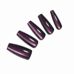 Eggplant – Dark Purple Long Coffin Press On Nails