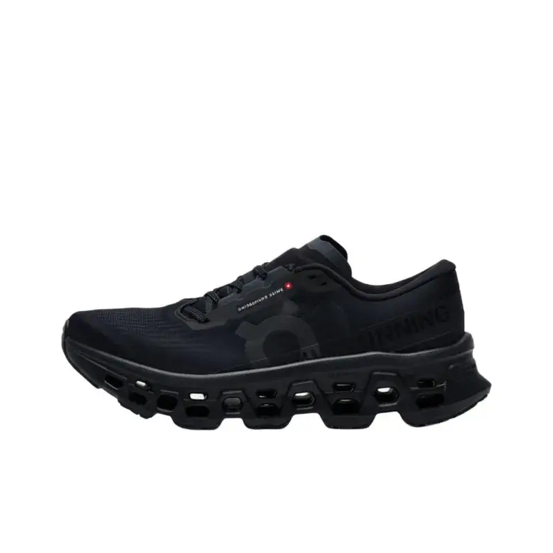 Brand-New Retro All-Black Breathable Mesh Running Sneakers for Men, Hollow-Cut Shock-Absorbing Thick Outsole, Lightweight Wear-Resistant Athletic Trainers, Suitable for Road Jogging & Daily Workout, With Original Shoe Box