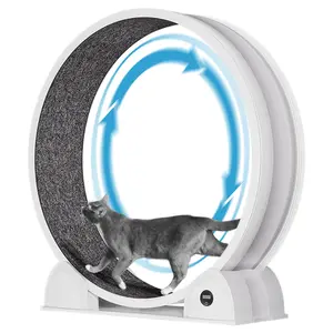 Garvee Large 114cm Cat Exercise Wheel for Indoor Cats with Super Quiet Operation, Pedometer, Removable Mat, ABS Plastic Treadmill for Fitness, Weight Loss, Training, and Health with Trolley Design