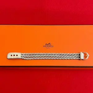 Pre-owned HERMÈS Sterling Silver 925 (Ag925) Small Leather Goods Hermes Dianne Silver Bracelet