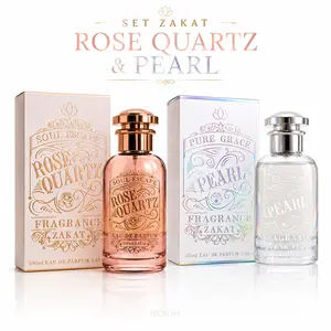 ZAKAT Women's Rose Quartz & Pearl Perfume Gift Set, 2 x 100ml Long-Lasting Floral Fruity Eau de Parfum