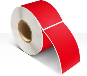 Rectangle Labels Sticker 35 Inch Vinyl Floor Stickers Color Coding Name Tags Roll Removable 200 count, Red