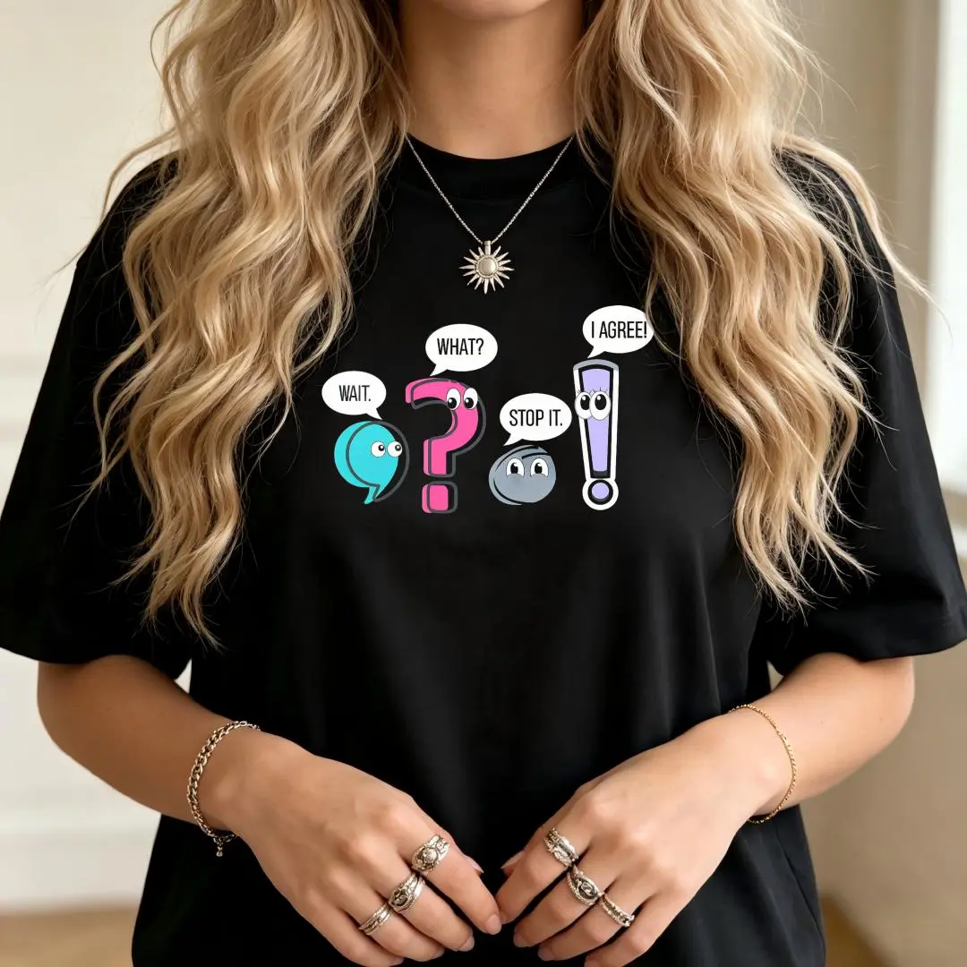 Women's Oversized T-Shirt with Question Mark Graphic, 100% Cotton Drop Shoulder Top, Chic Lightweight Short Sleeve Streetwear