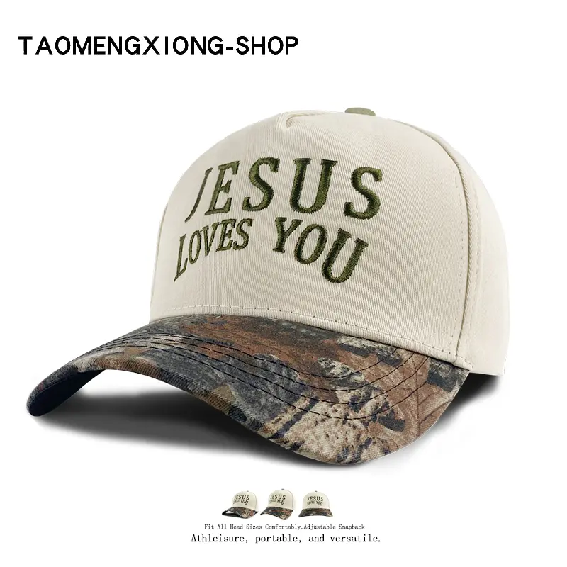 This Unisex Baseball Cap is Adjustable And Suitable for Running, Fitness, And Outdoor Activities. The Retro-Style, Pure Cotton Embroidered "Jesus Loves You" Message Makes it Suitable For All Seasons. summervibes Trucker hat