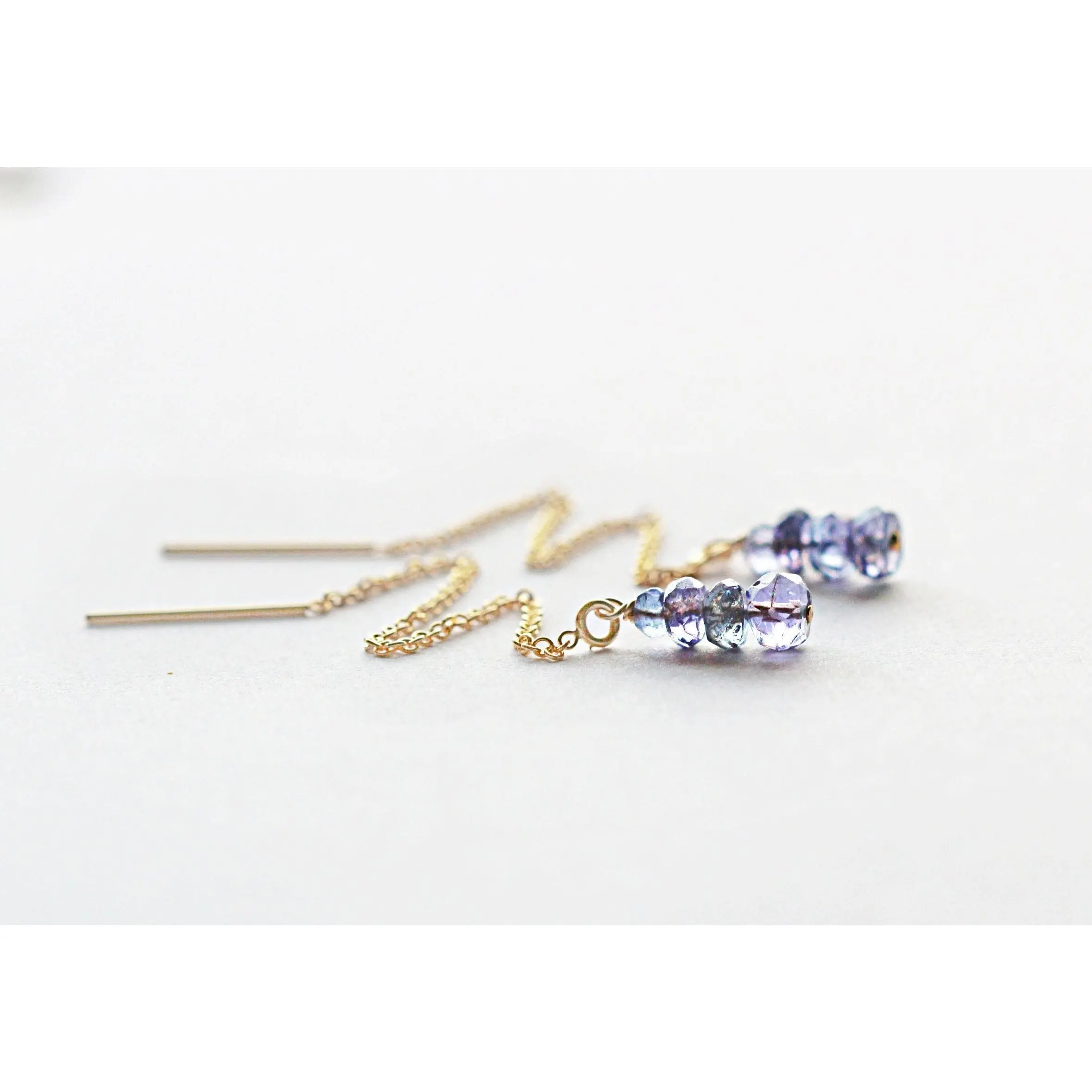 Tanzanite Threader Earrings - December Birthstone