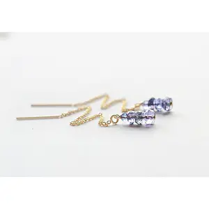 Tanzanite Threader Earrings - December Birthstone