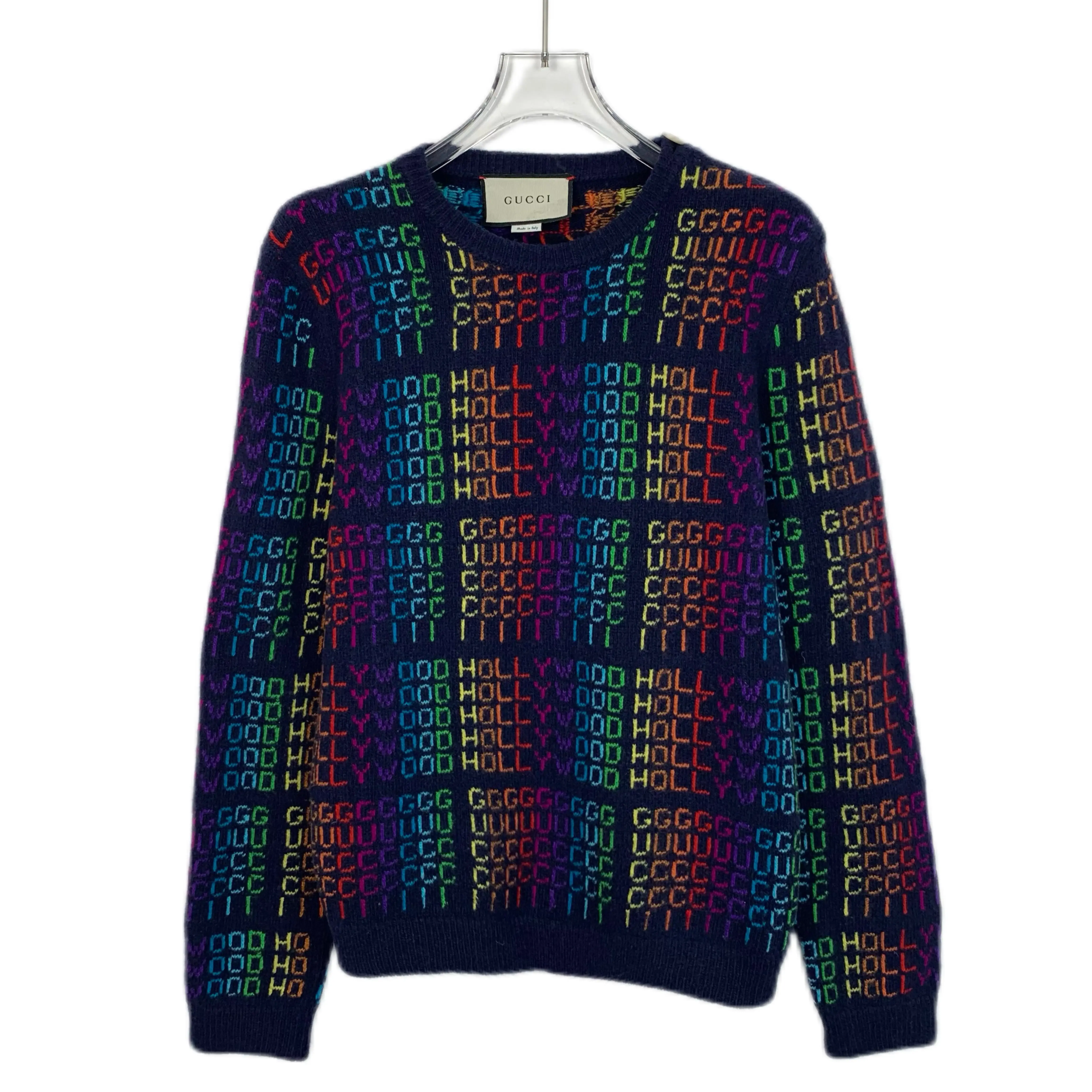 RDLT- Gucci Multicolor Rainbow Logo Wool Crewneck Knit Sweater Size S