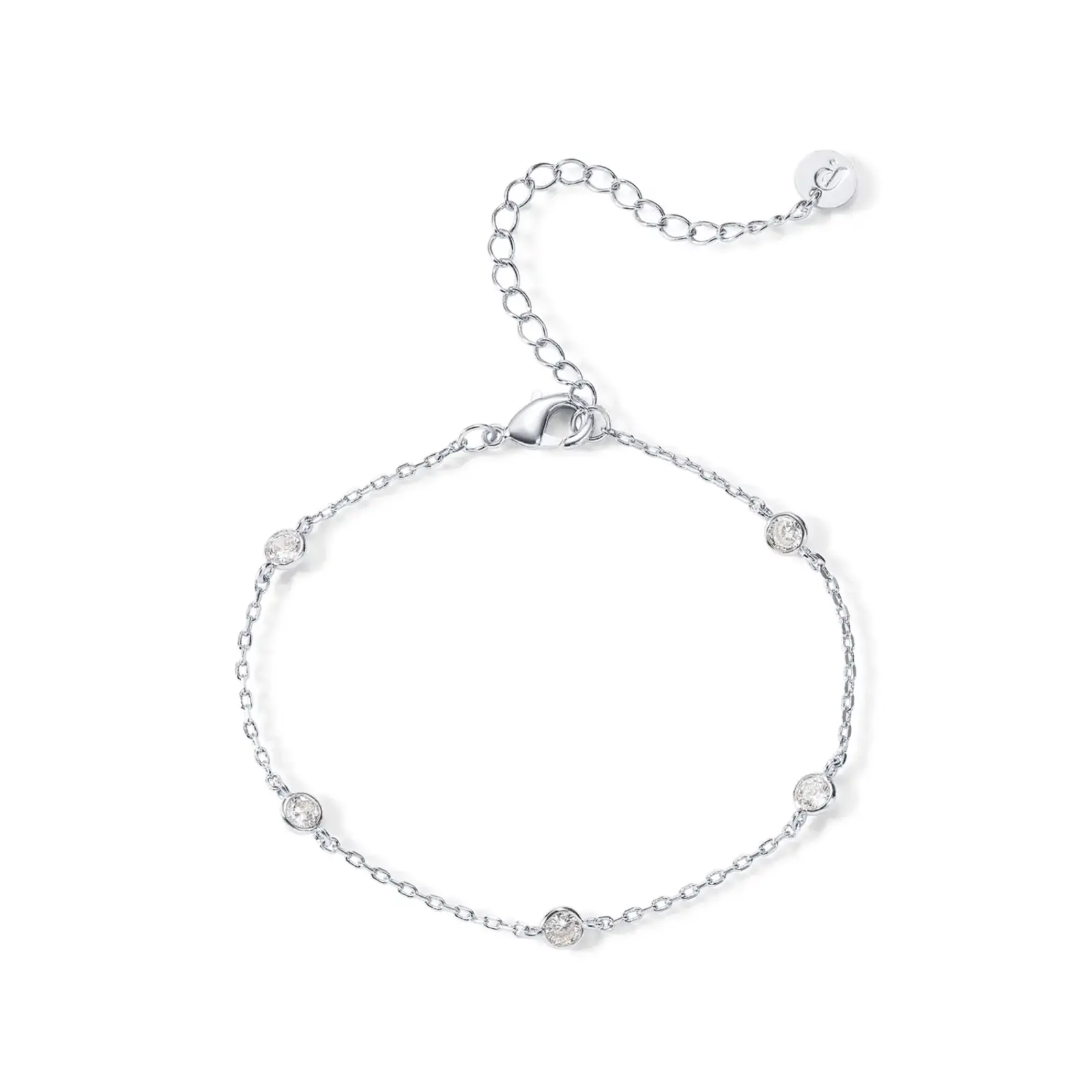 14K Gold Plated Station Bracelet - Simulated Diamond BTY Bracelet - Womens CZ Chain Bracelet