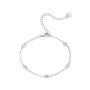 14K Gold Plated Station Bracelet - Simulated Diamond BTY Bracelet - Womens CZ Chain Bracelet