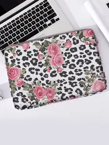 Rose Pattern Printed Floral Print Notebook Bag, Soft Laptop Sleeve for Laptops and Tablets, Casual Zipper Storage Pouch for All Seasons, Laptop Work Bags
