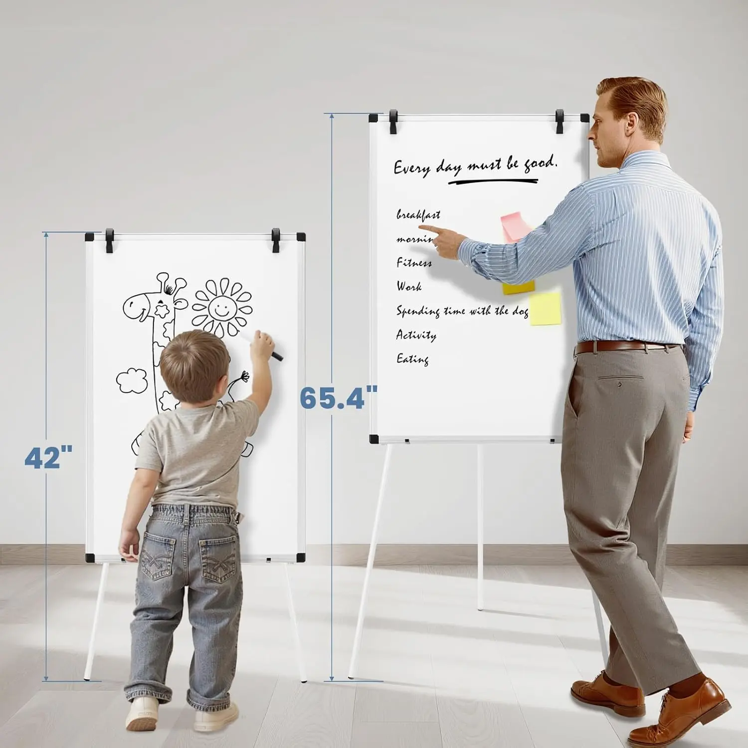 White Kids' Doodle Board with Tripod Stand | Portable Magnetic Easel for Home, Preschool Learning & Creative Play #ToddlerActivities #PreschoolTeacher