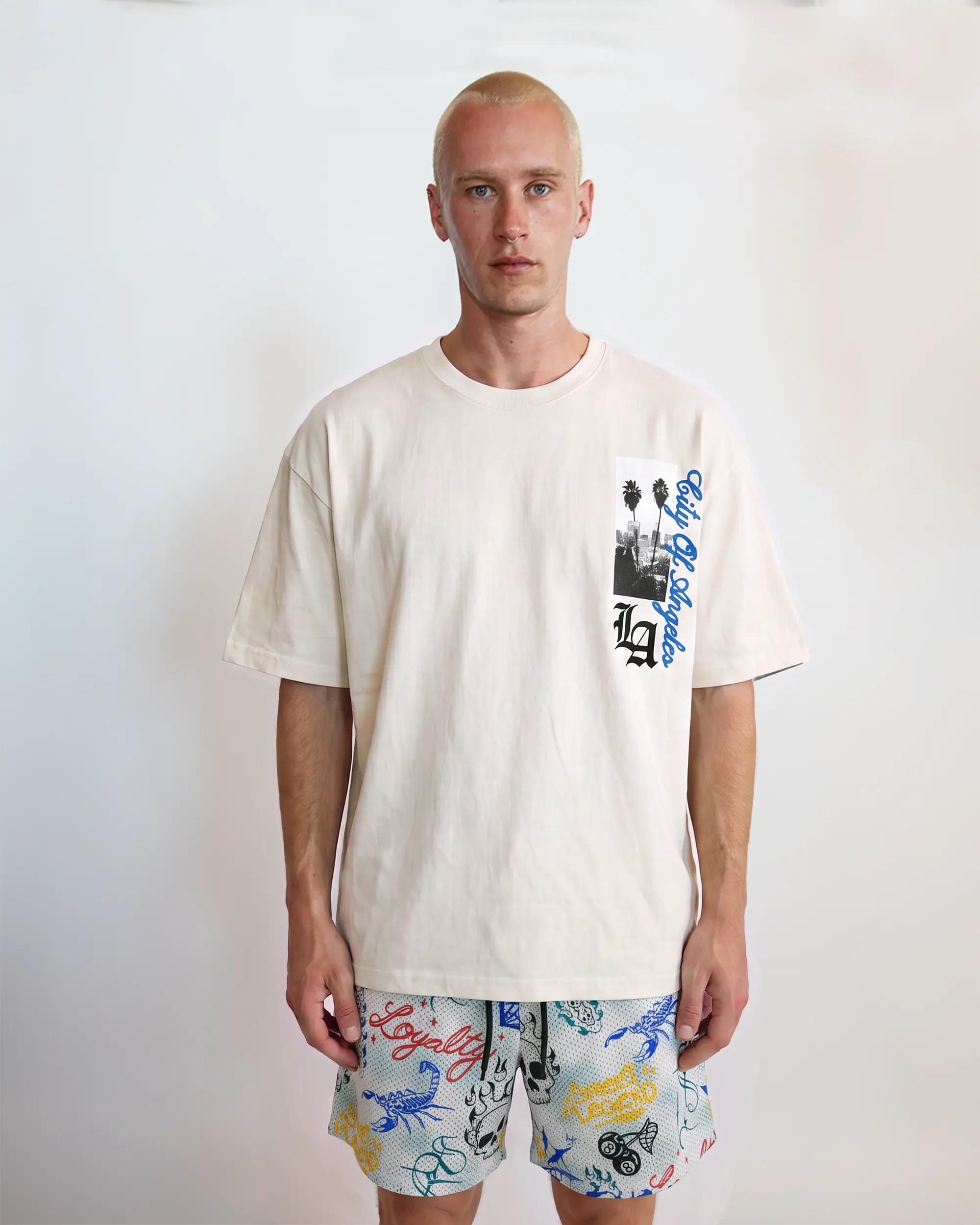 POLAR Men's Round Neck Boxy Cut LA Graphic T-Shirt