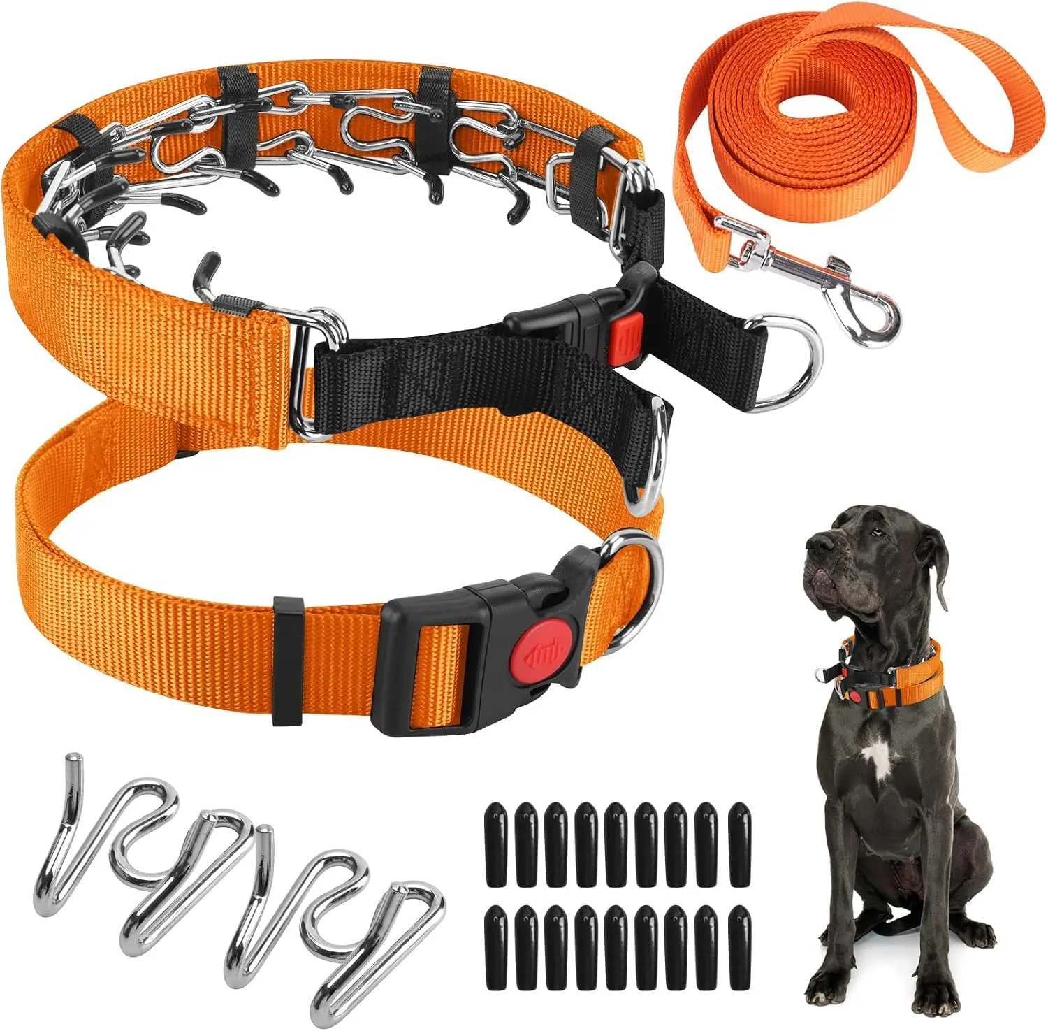 Prong Training Collar with Comfort Tips and Quick Release Snap Buckle - Dog Choke Pinch Collar with Nylon Cover