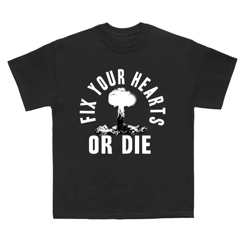 [100% Cotton] Fix Your Hearts Or Dje Heather Black Rock Tee |   Unisex T Shirt |   Twin Peaks T-shirt |   David Lynch Tee |   TV Show Lovers Tshirt |   Screen print  Golf Gift T-Shirt For Men and Women