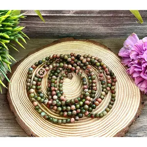 Wholesale Lot 6 Pcs Natural Unakite 4mm 7.5” Crystal Healing Stretch Bracelet