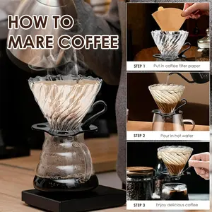 Leeseph Heat-Resistant Borosilicate Glass Coffee Pot Two-Piece Set, Detachable Handle Filter Cup, Transparent Drip Coffee Pot, Clear Pour Over Coffee Maker, Ideal for Home, Office, and Café, Three Size Options Available
