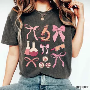 Comfort colors Microbiology Shirt Christmas Coquette Microbiologist Graphic T-shirt Geeky Nerdy Medical Lab Scientist Microbiology Graphic T-shirt Phd Graduation Gift