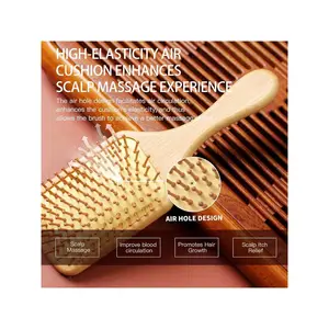 Bamboo Anti-Static Brush: Instant Detangling & Spa Scalp Massage for Smooth Hair