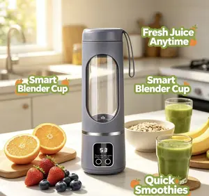 Smart Portable USB-Charging Blender Cup: Large Capacity (450 ml), LED Display, Leak-Proof, Ideal for Fitness, Baby Food, Juicing, and More