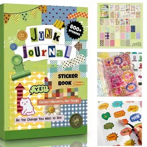 42 Sheets Vintage Junk Journal Kit Book - Mixed Clear PET Decals & Non-Adhesive Scrapbook Papers for Bujo Diary DIY