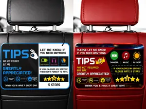 Five Star Rideshare Sign for Uber, Lyft & Taxi - Tips for Drivers