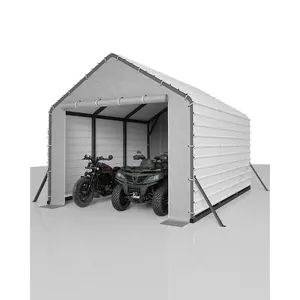 10'X15'X9' Enclosed Metal Carport, Heavy Duty Steel Frame & 220g Tarp, All-Weather Outdoor Shelter for Sedans, Boats & Tractors,summervibes