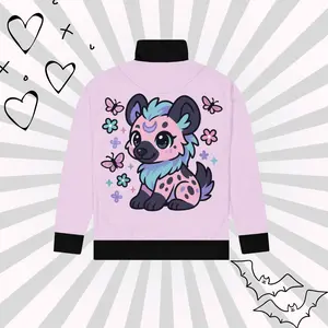 DreamSage Pink Panda Track Jacket - Cartoon Panda Design Fitted Long Sleeve Casual Japanese Y2K Unisex Autumn Medium Length Jacket