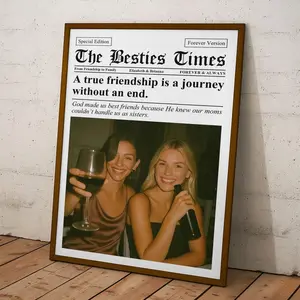 Personalized Photo Poster, Newspaper The BFF Times, Upload Best Friend, Custom Newspaper Print