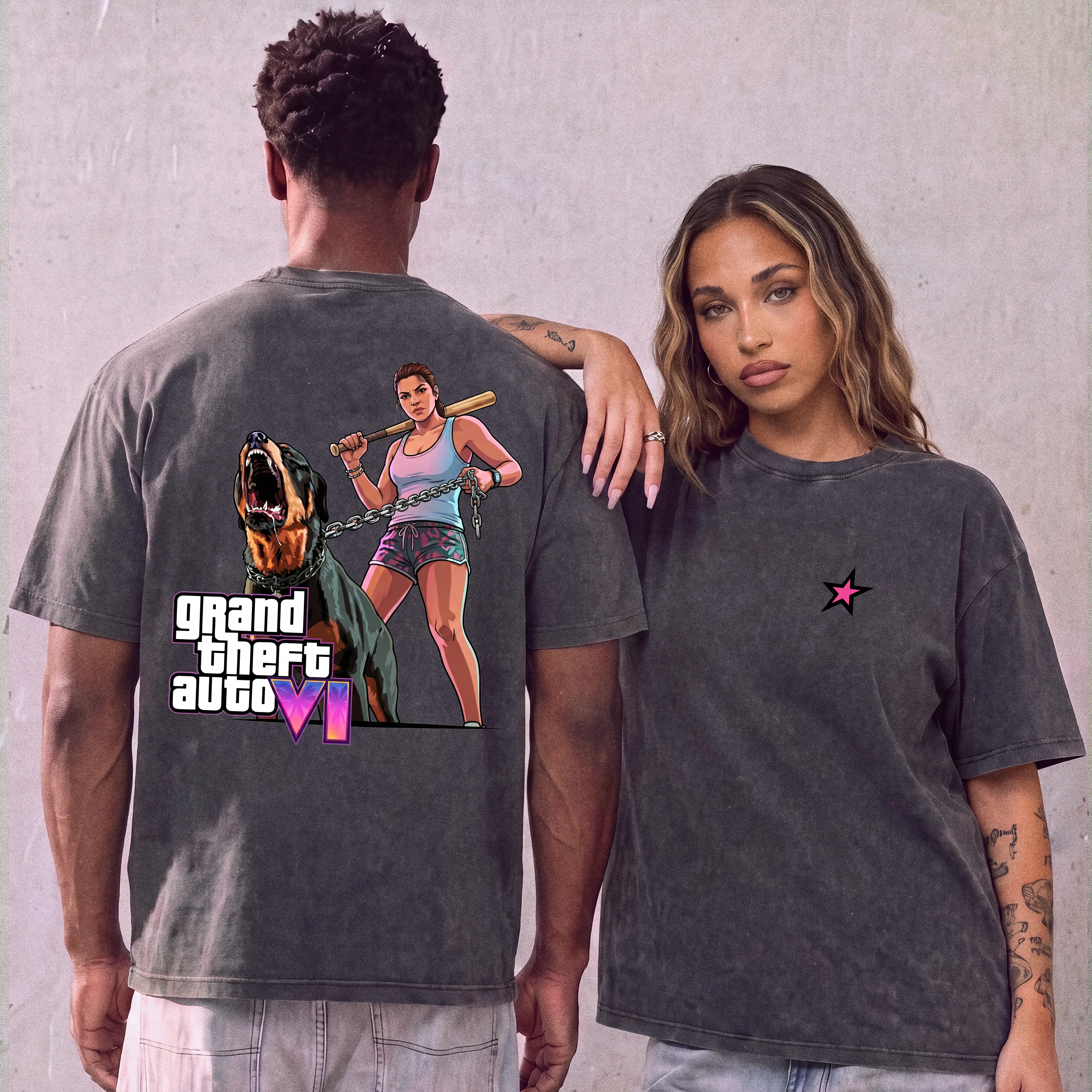 Luna And Guard Hound Washed Hourglass Sword Cracked Heart Graphic T Shirt, Heavyweight100%Cotton Oversized Tee for Men and Women Unisex, Gothic Grunge Y2K Emo Streetwear Clothes Casual Daily Wear Summer Outfits Shirts