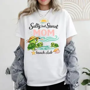 [SALE UP TO 50%] Salty But Sweet Mom Shirt | Beach Mom Club Tee | Cute Turtle Mom Shirt | Summer Mom Tee | Vacation Mom Shirt | Gift for Mom