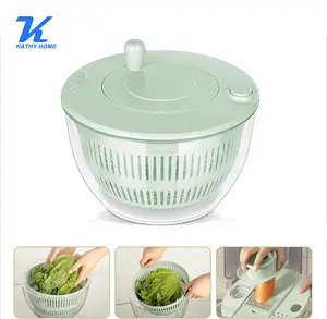 Salad Spinner Large, 3 IN 1 Vegetable and Fruit Washing Bowl with Strainer, Lettuce Spinner with 5 Blades Slicer, Egg Yolk Strainer, Salad Bowl for Efficient Salad Preparation, 5.3 Qt Kitchen Gadgets Set#SummerWins#DFYD