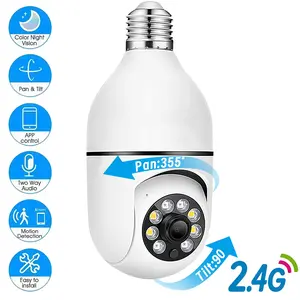 Security Camera, E27 Light Bulb WiFi Cam, Night Vision, Motion Detection, Two-Way Talk, App Remote Control, Indoor Home & Pet Monitoring