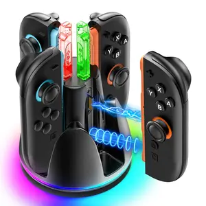 Switch 2 Joy-Con 2 Charging Dock, Dual-Direction Magnetic Fast Charger Station with 9 RGB Lighting Modes & Cable, Switch 2 Controller Accessories