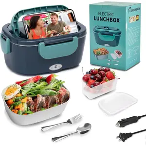 Electric Lunch Box 80W Heated Lunch Box for Adults 12/24/110V Portable  Warmer LunchBox with 304 Stainless Steel Container for Office//(1.5L)