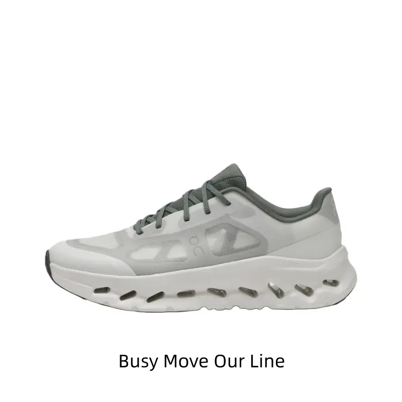 Unisex White Sage Green Two-Tone Running Sneakers Lightweight Breathable Transparent Mesh Upper Hollow Wave Cutout Shock Absorbing Thick Rubber Outsole Outdoor Jogging Fitness Daily Walking Athletic Shoes