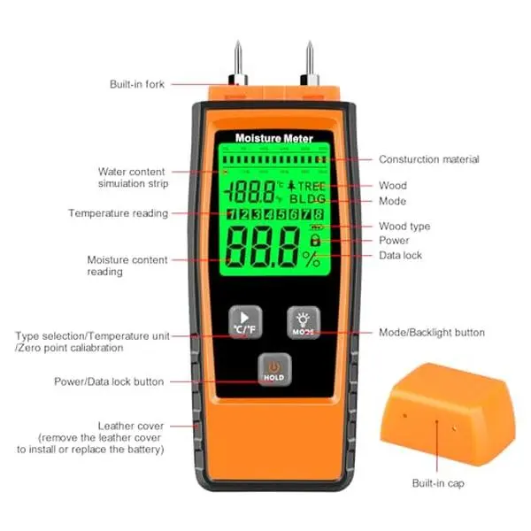 Wood Moisture Meter, Wood Moisture Meter for Lumber Walls Logs, Firewood Moisture Detector Caravans Lumber Concrete Floors, Moisture Detector for Drywall