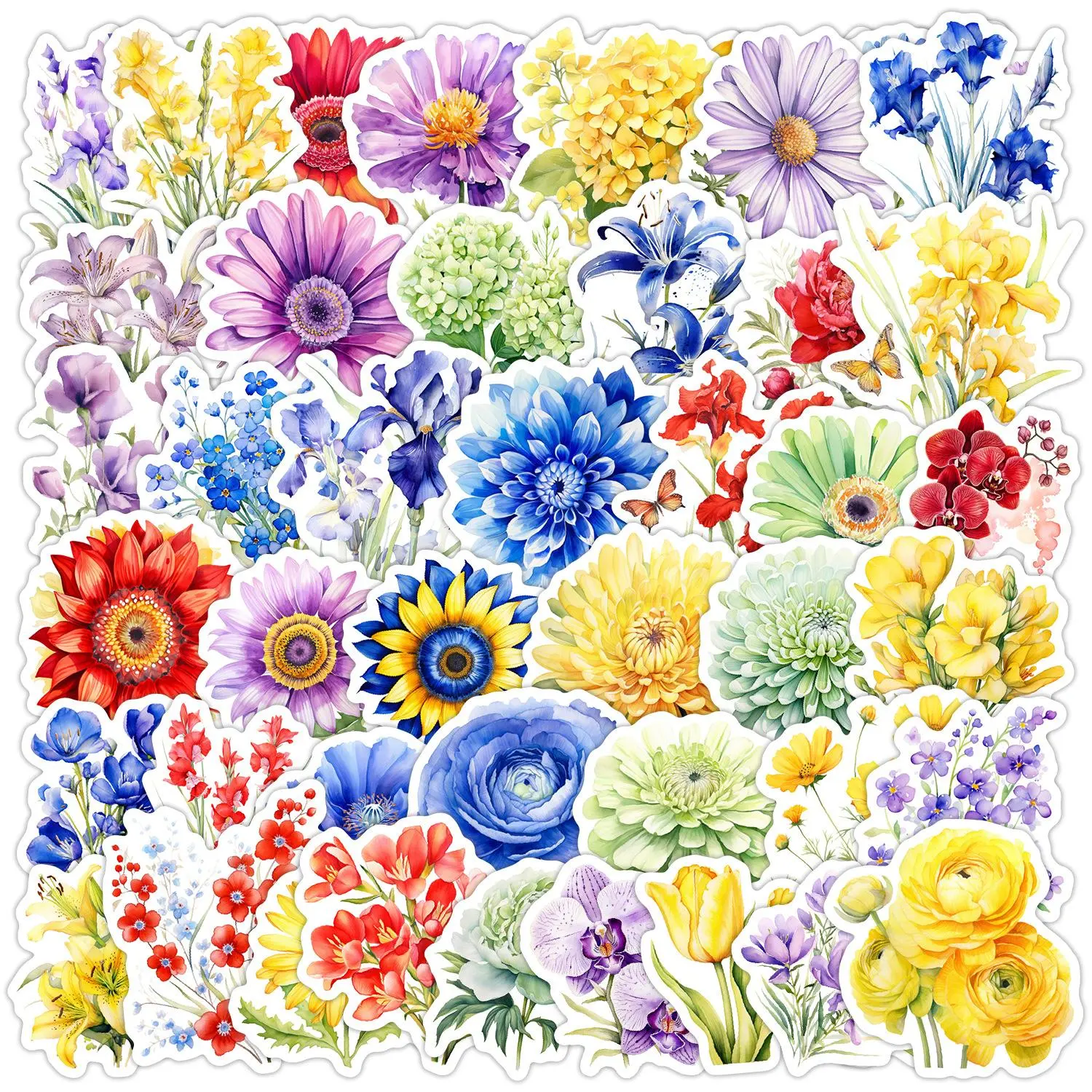 Daisy Series Sticker, Colorful Flower Sticker, Decorative Sticker for Scrapbook, Diary, Notebook, Water Bottle, Car, Laptop