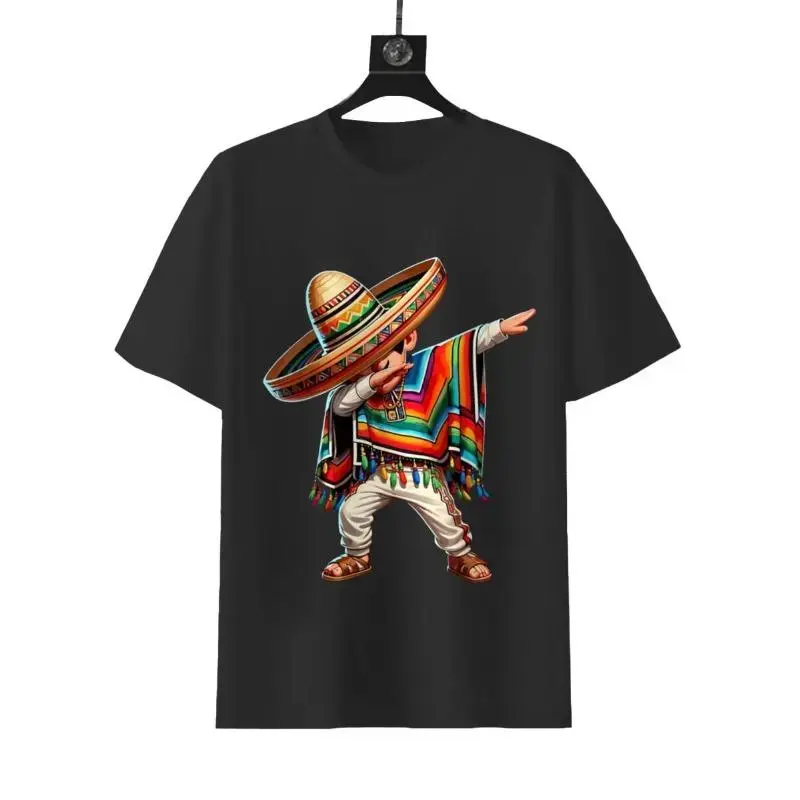 Men's Casual Short-Sleeve T-Shirt - Mexican Boy Dabbing Design, Cinco de Mayo Themed Menswear Top