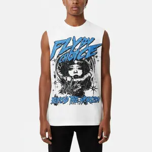 Sopula Studio Men's Fly By Choice Sleeveless Graphic Tee 100% Cotton Summer Casual Round Vinyl Tank Top White