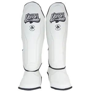 Shin Guards Supermax Semi Leather White
